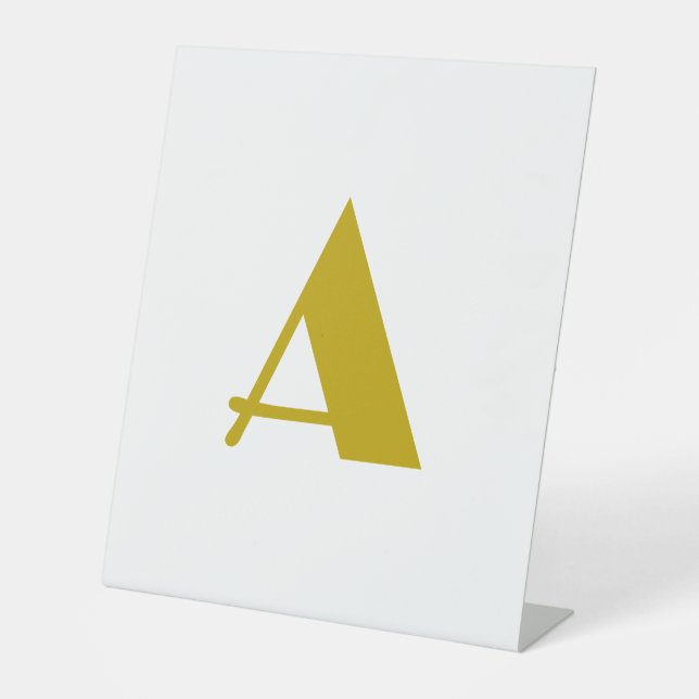 Gold Colour Custom Monogram Initial Letter Plain Pedestal Sign (Front)