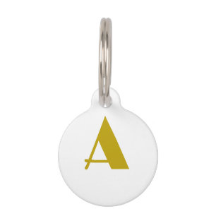 Gold Colour Custom Monogram Initial Letter Plain Pet Tag