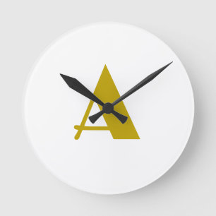 Gold Colour Custom Monogram Initial Letter Plain Round Clock