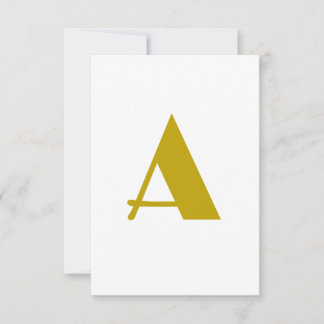 Gold Colour Custom Monogram Initial Letter Plain RSVP Card