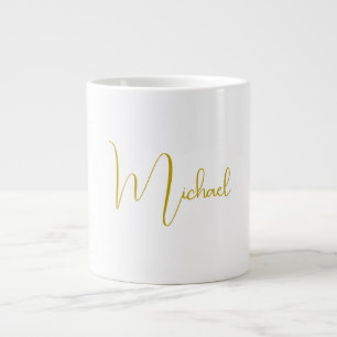 Gold Colour Elegant Stylish Trendy Unique Script Large Coffee Mug