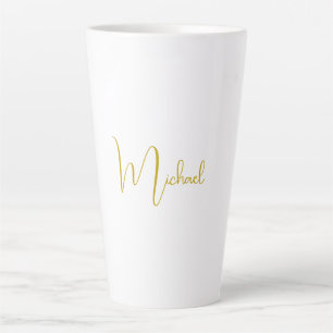Gold Colour Elegant Stylish Trendy Unique Script Latte Mug
