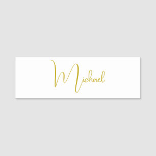 Gold Colour Elegant Stylish Trendy Unique Script Name Tag