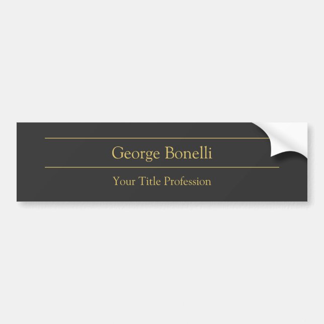 Gold Colour Grey Classical Personal Customise Chic Bumper Sticker (Front)