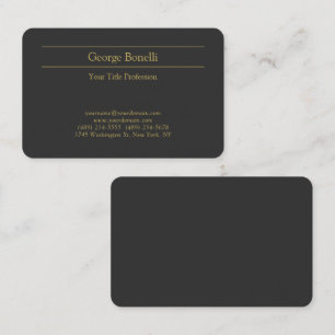 Gold Colour Grey Classical Personal Customise Chic Business Card