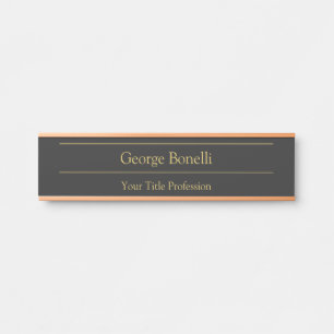 Gold Colour Grey Classical Personal Customise Chic Door Sign