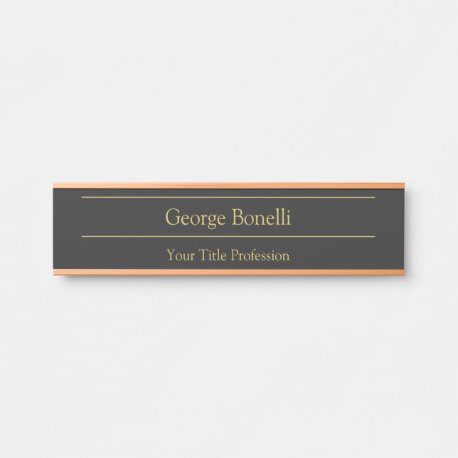 Gold Colour Grey Classical Personal Customise Chic Door Sign (Front)