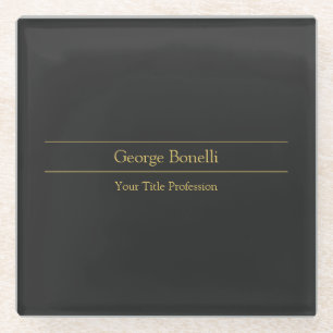 Gold Colour Grey Classical Personal Customise Chic Glass Coaster