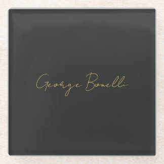 Gold Colour Grey Classical Personal Customise Chic Glass Coaster