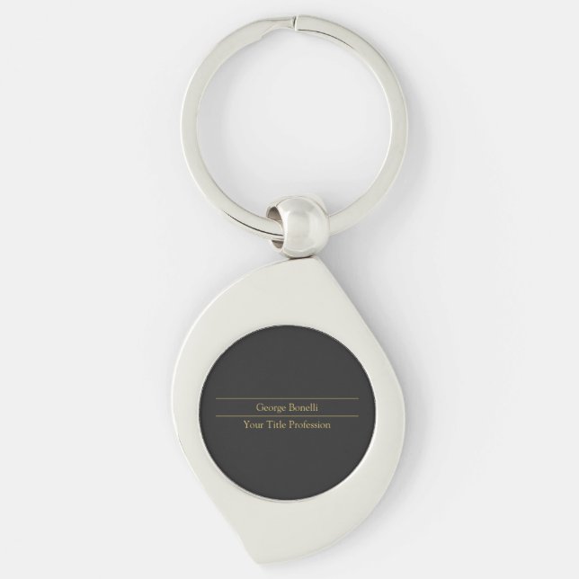 Gold Colour Grey Classical Personal Customise Chic Key Ring (Front)