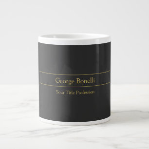 Gold Colour Grey Classical Personal Customise Chic Large Coffee Mug