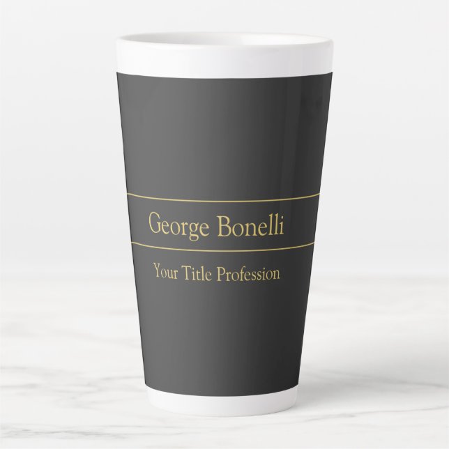 Gold Colour Grey Classical Personal Customise Chic Latte Mug (Front)