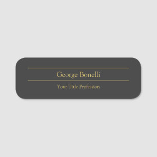 Gold Colour Grey Classical Personal Customise Chic Name Tag