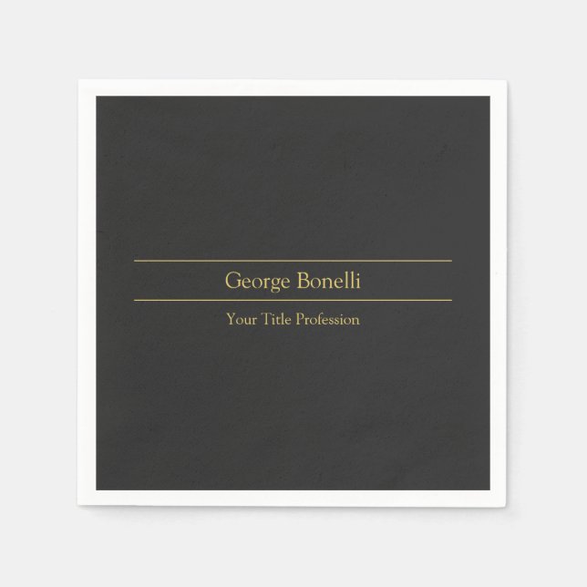 Gold Colour Grey Classical Personal Customise Chic Napkin (Front)