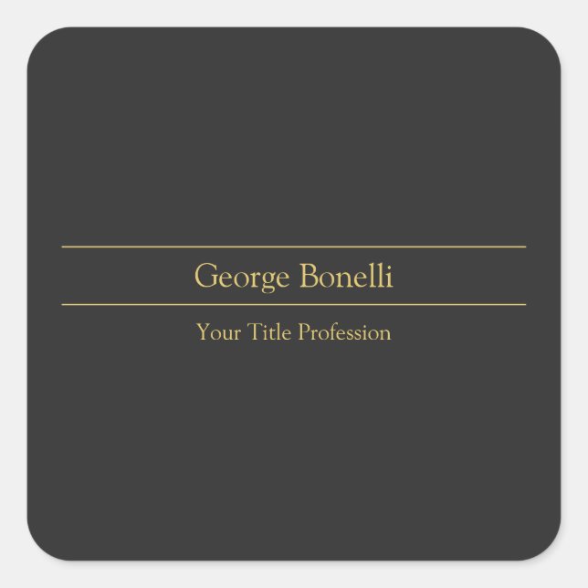 Gold Colour Grey Classical Personal Customise Chic Square Sticker (Front)