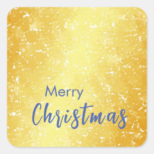 Gold Colour Merry Christmas Family Message New Yea Square Sticker
