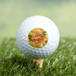 Gold-colour, Merry Christmas, Golf Balls