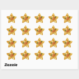 Gold-colour, Merry Christmas, Star Sticker