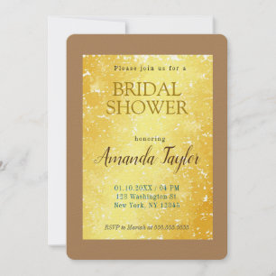 Gold Colour Minimalist Bridal Shower Invitation