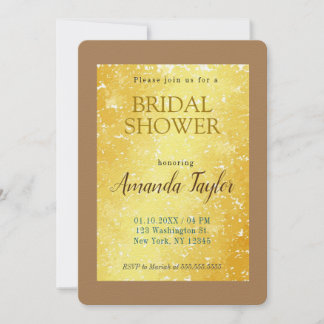 Gold Colour Minimalist Bridal Shower Invitation