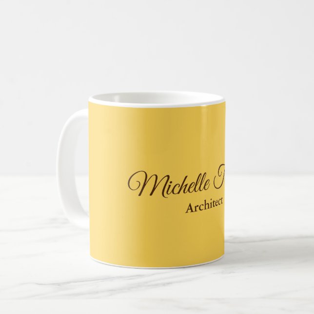 Gold Colour Minimalist Modern Script Calligraphy Coffee Mug (Front Left)
