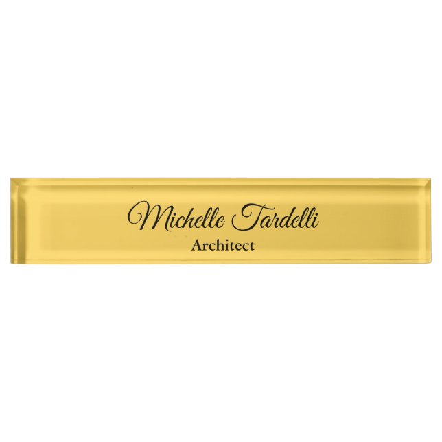 Gold Colour Minimalist Modern Script Calligraphy Nameplate (Front)