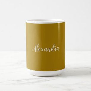 Gold Colour Minimalist Plain Add Name Calligraphy  Coffee Mug