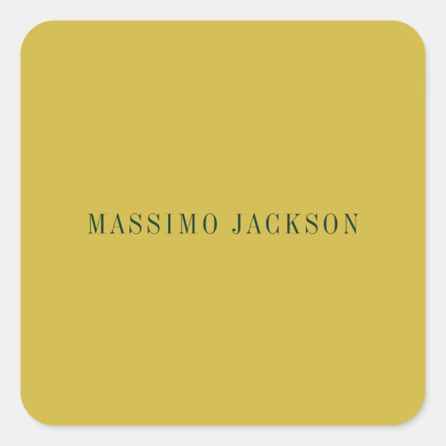 Gold Colour Minimalist Plain Modern  Square Sticker (Front)