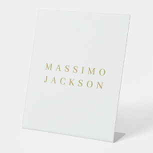 Gold Colour Minimalist Professional Serif Font Pedestal Sign