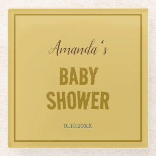 Gold Colour Modern Minimalist Baby Shower Glass Coaster