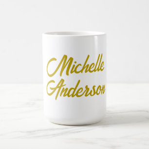 Gold Colour Modern Minimalist Handwrite Name Coffee Mug