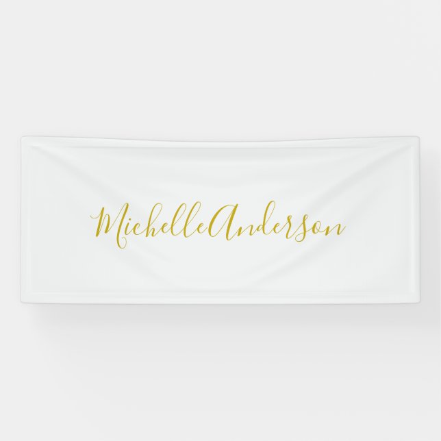 Gold Colour Modern Minimalist Handwriting Name Banner (Horizontal)