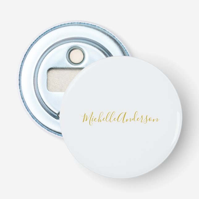 Gold Colour Modern Minimalist Handwriting Name Bottle Opener (Front)