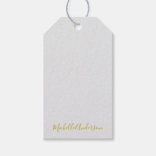 Gold Colour Modern Minimalist Handwriting Name Gift Tags