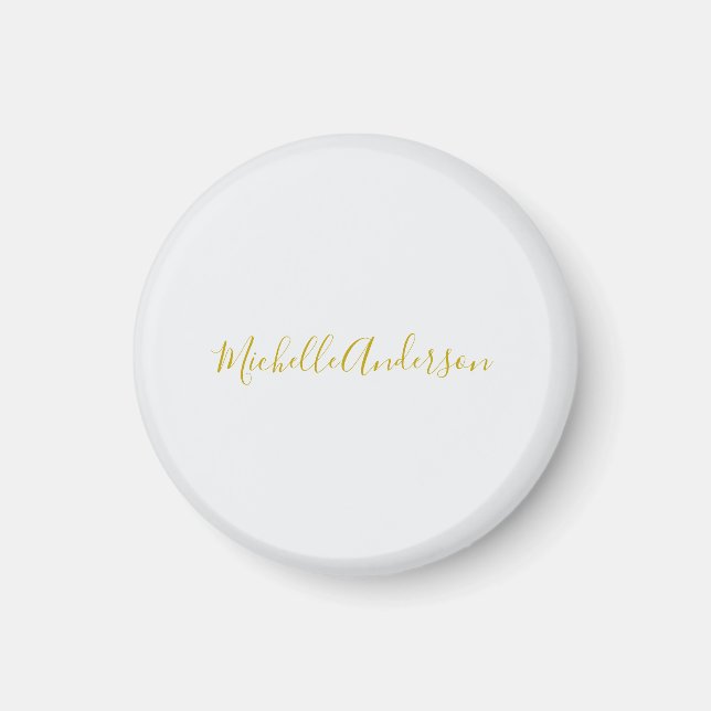 Gold Colour Modern Minimalist Handwriting Name Magnet (Front)