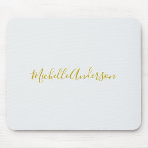 Gold Colour Modern Minimalist Handwriting Name Mouse Mat