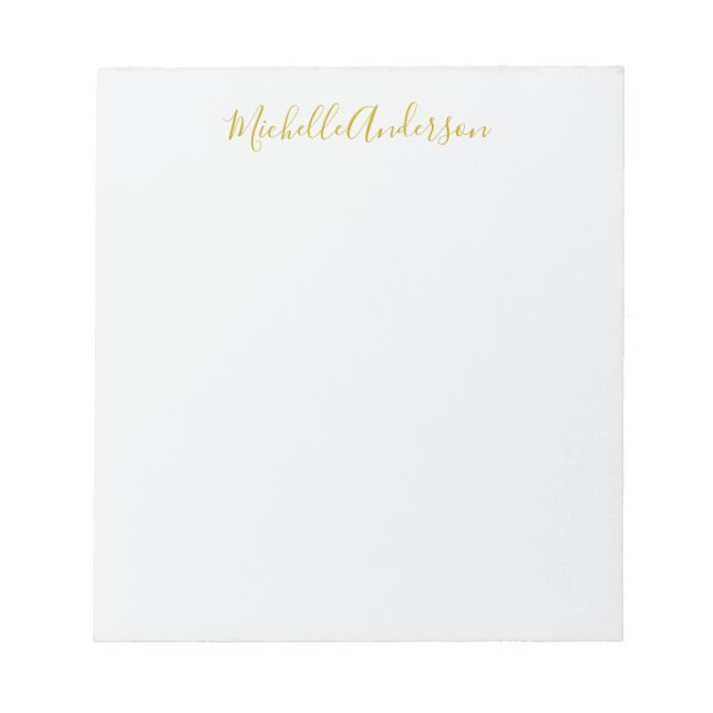 Gold Colour Modern Minimalist Handwriting Name Notepad (Front)