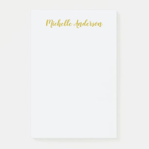 Gold Colour Modern Minimalist Handwriting Name Post-it Notes