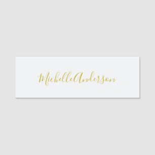 Gold Colour Modern Minimalist Handwriting  Name Tag