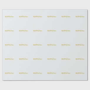 Gold Colour Modern Minimalist Handwriting Name Wrapping Paper