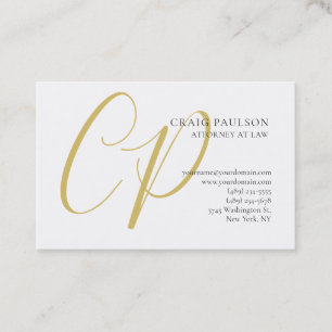Gold Colour Monogram Attorney Lawyer Minimalist Business Card