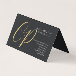 Gold Colour Monogram Attorney Lawyer Minimalist Business Card
