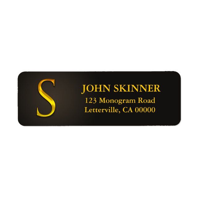 Gold Colour Monogram B Return Address Labels (Front)