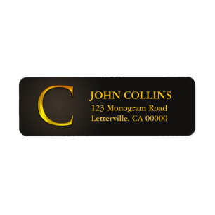 Gold Colour Monogram C Return Address Labels