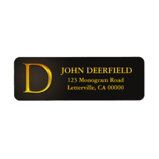 Gold Colour Monogram D Return Address Labels