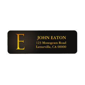 Gold Colour Monogram E Return Address Labels