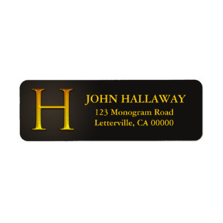 Gold Colour Monogram H Return Address Labels