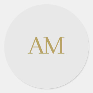 Gold Colour Monogram Initials Calligraphy Pro Classic Round Sticker