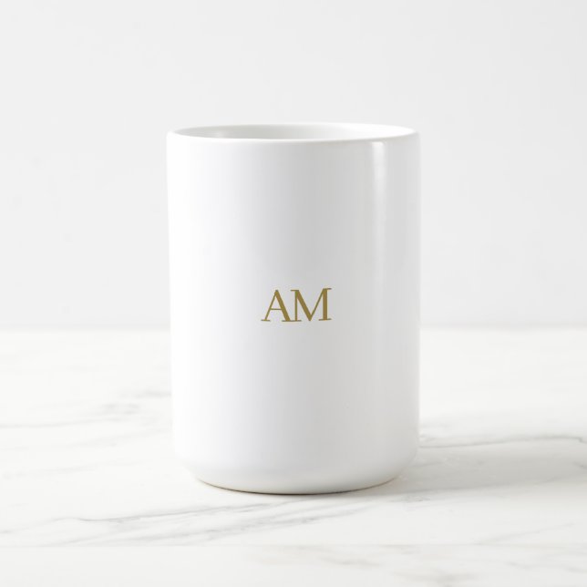 Gold Colour Monogram Initials Calligraphy Pro Coffee Mug (Center)
