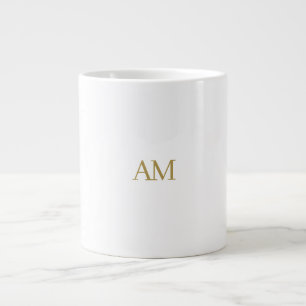 Gold Colour Monogram Initials Calligraphy Pro Large Coffee Mug